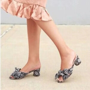 Loeffler Randall Penny Pleated Bow Heel Snakeskin Print